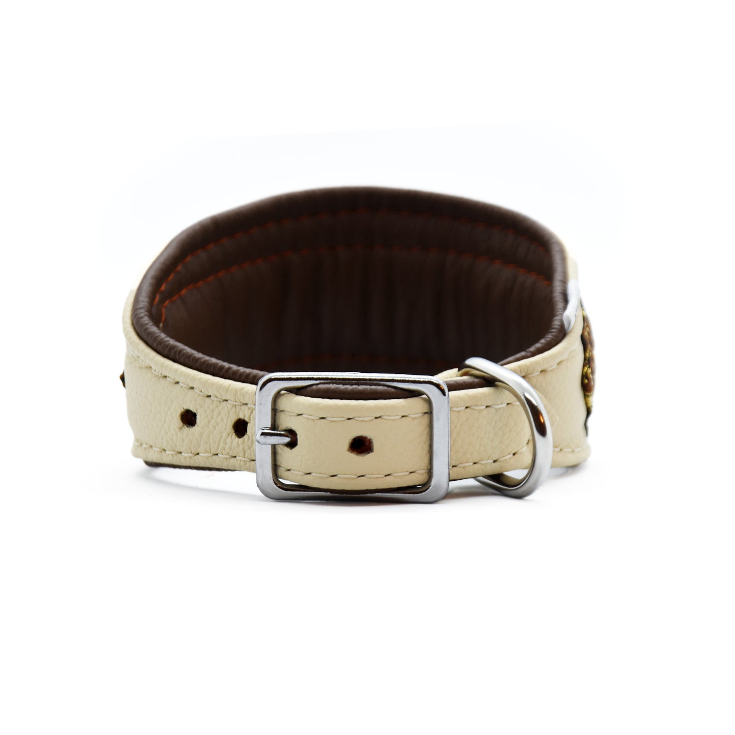 Halsband HAZEL mit Borte • Windhund • gepolstertes Lederhalsband