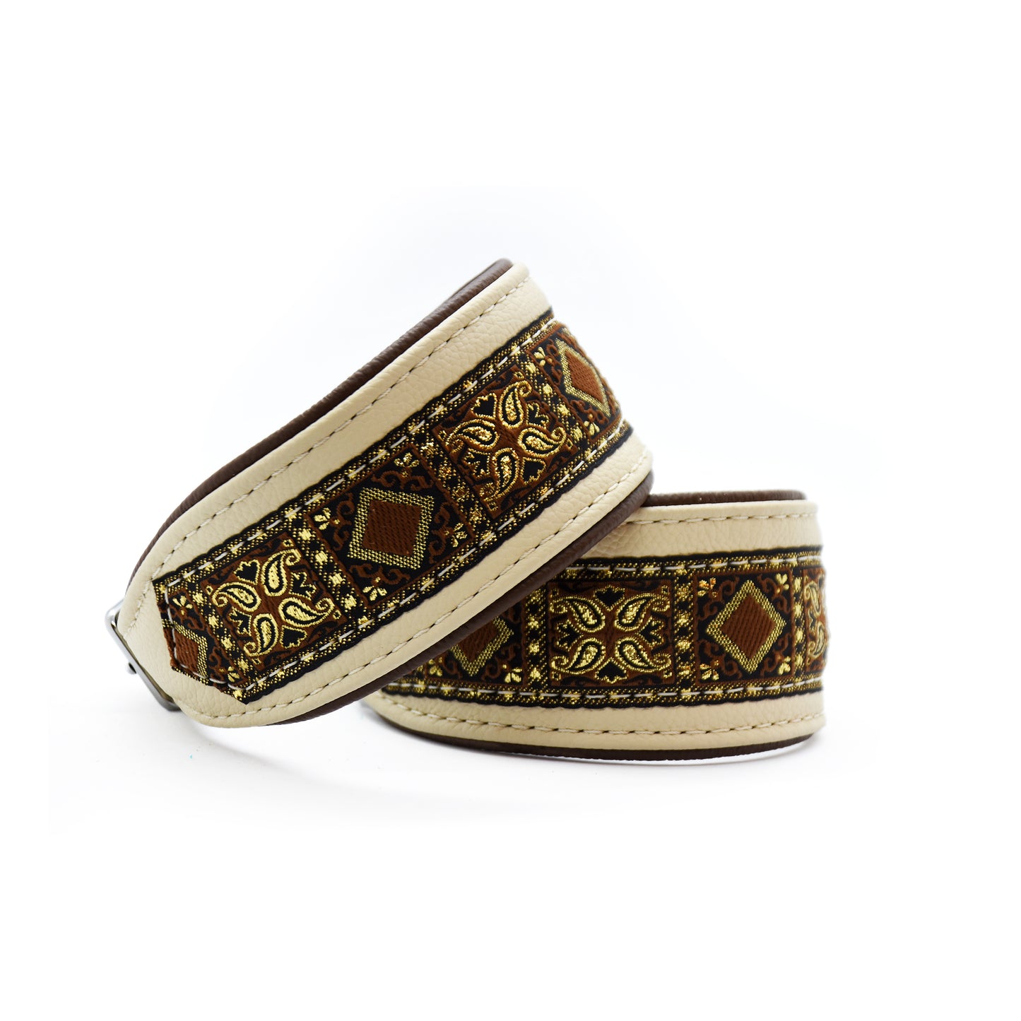 Halsband HAZEL mit Borte • Windhund • gepolstertes Lederhalsband