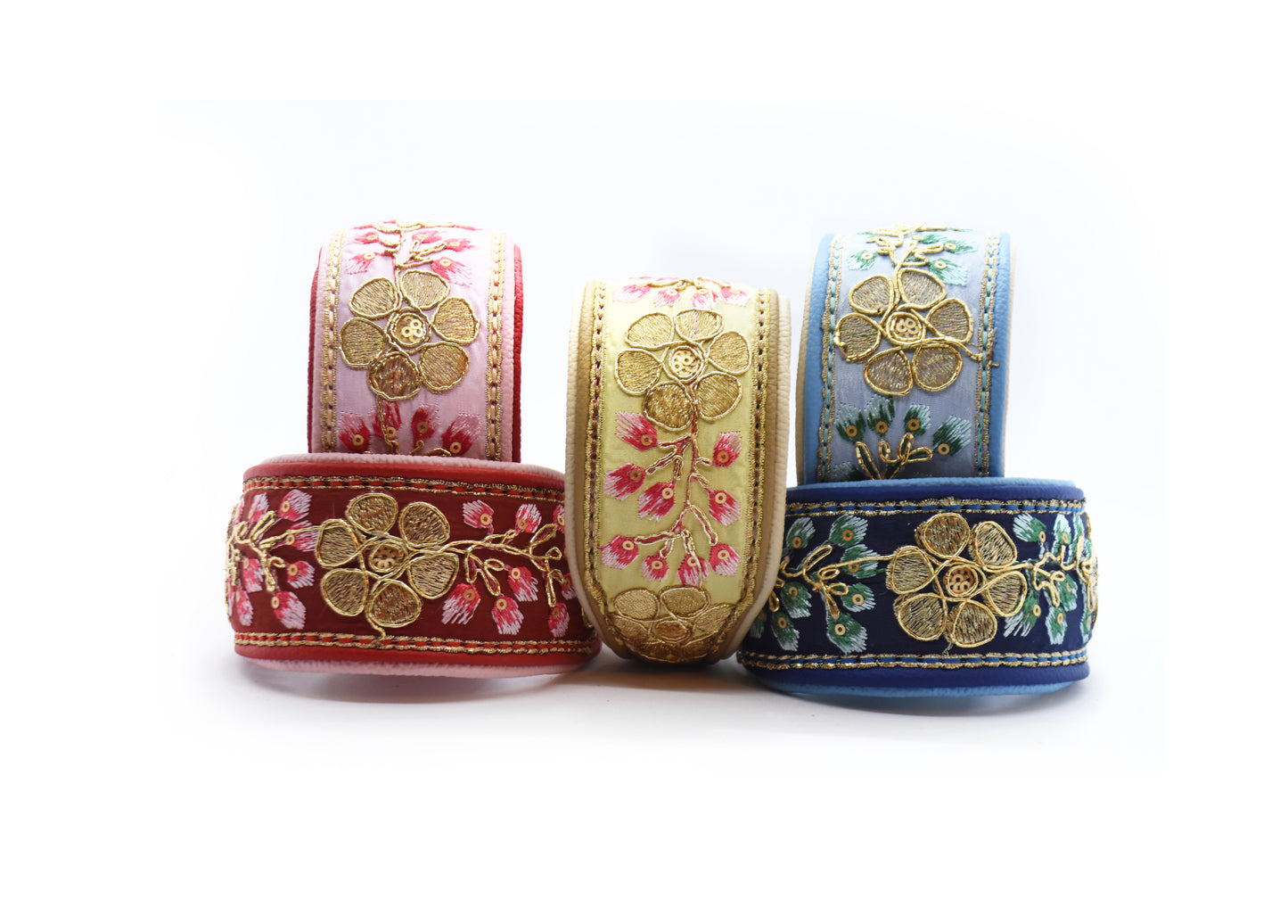 SARI Halsband・Windhund・Edles Lederhalsband mit indischer Borte in darkblue