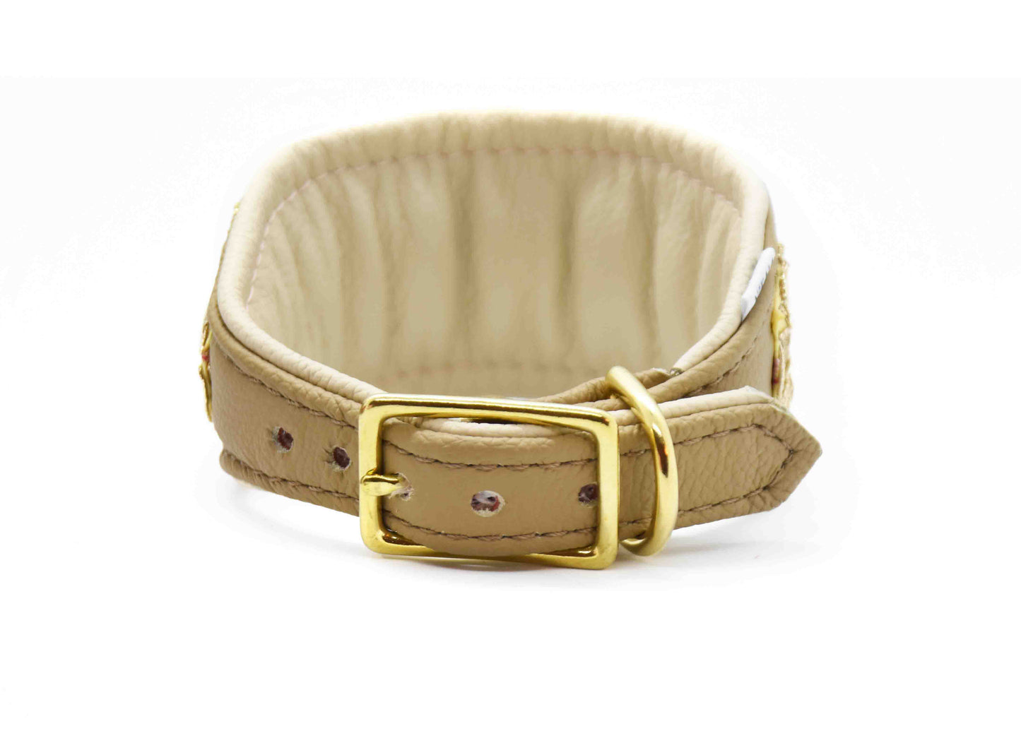 SARI Schmuckhalsband・Windhund・Edles Lederhalsband mit indischer Borte yellow