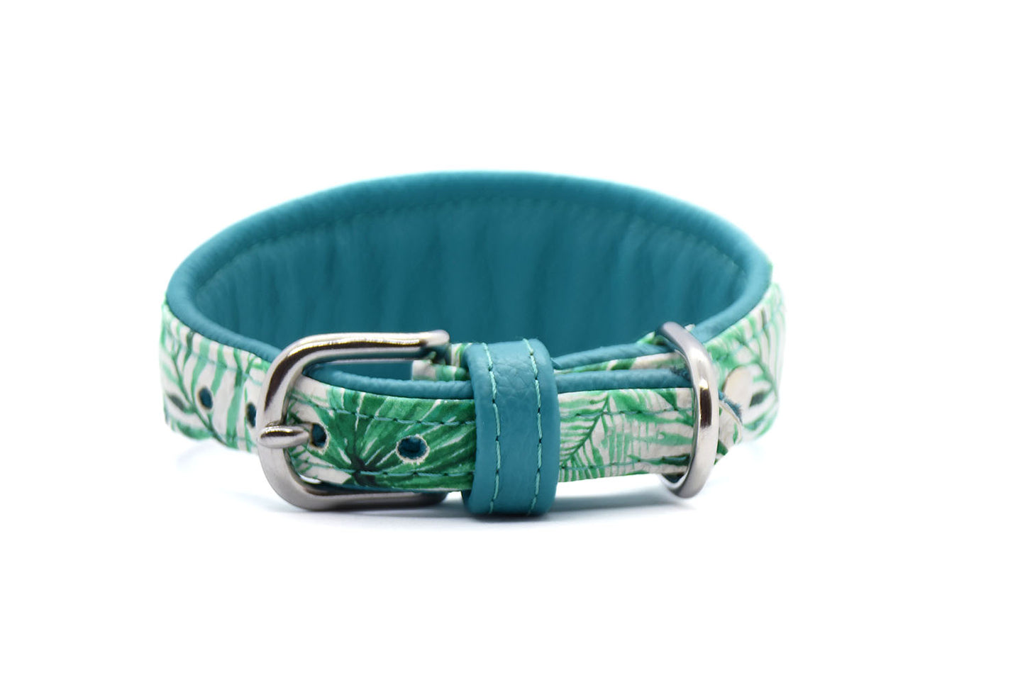 JUNGLE Windhundhalsband ・Tropisches Dschungeldesign aus Kunstleder und Echtleder