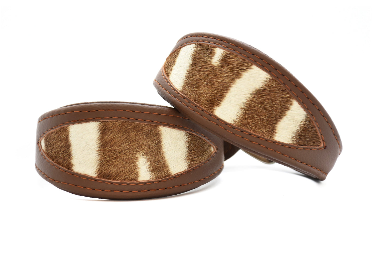 ZEBRAFELL Halsband・exotisches Windhundhalsband aus Zebrafell und Nappaleder