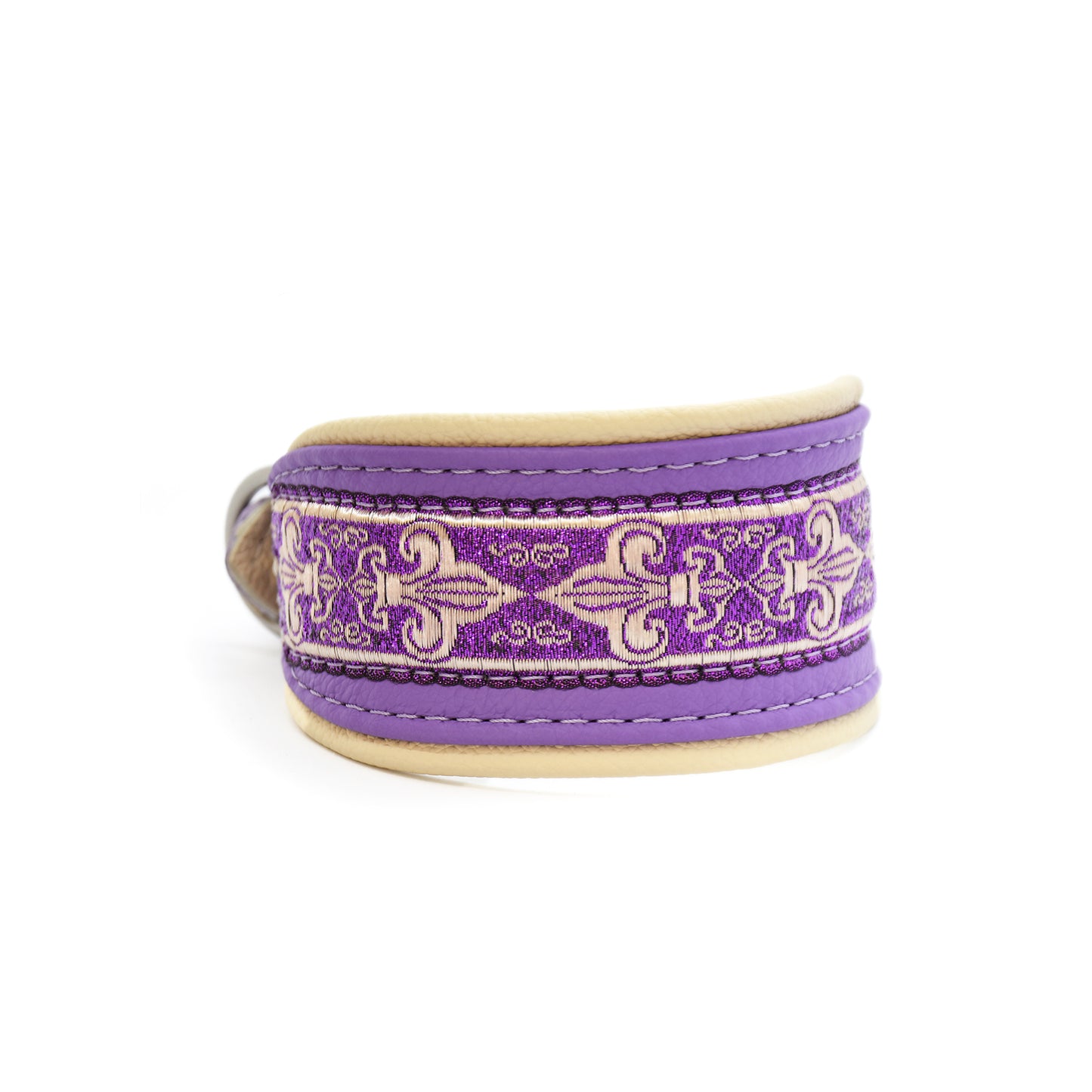 Halsband AMETHYST mit Borte • Windhund • breites Hundehalsband