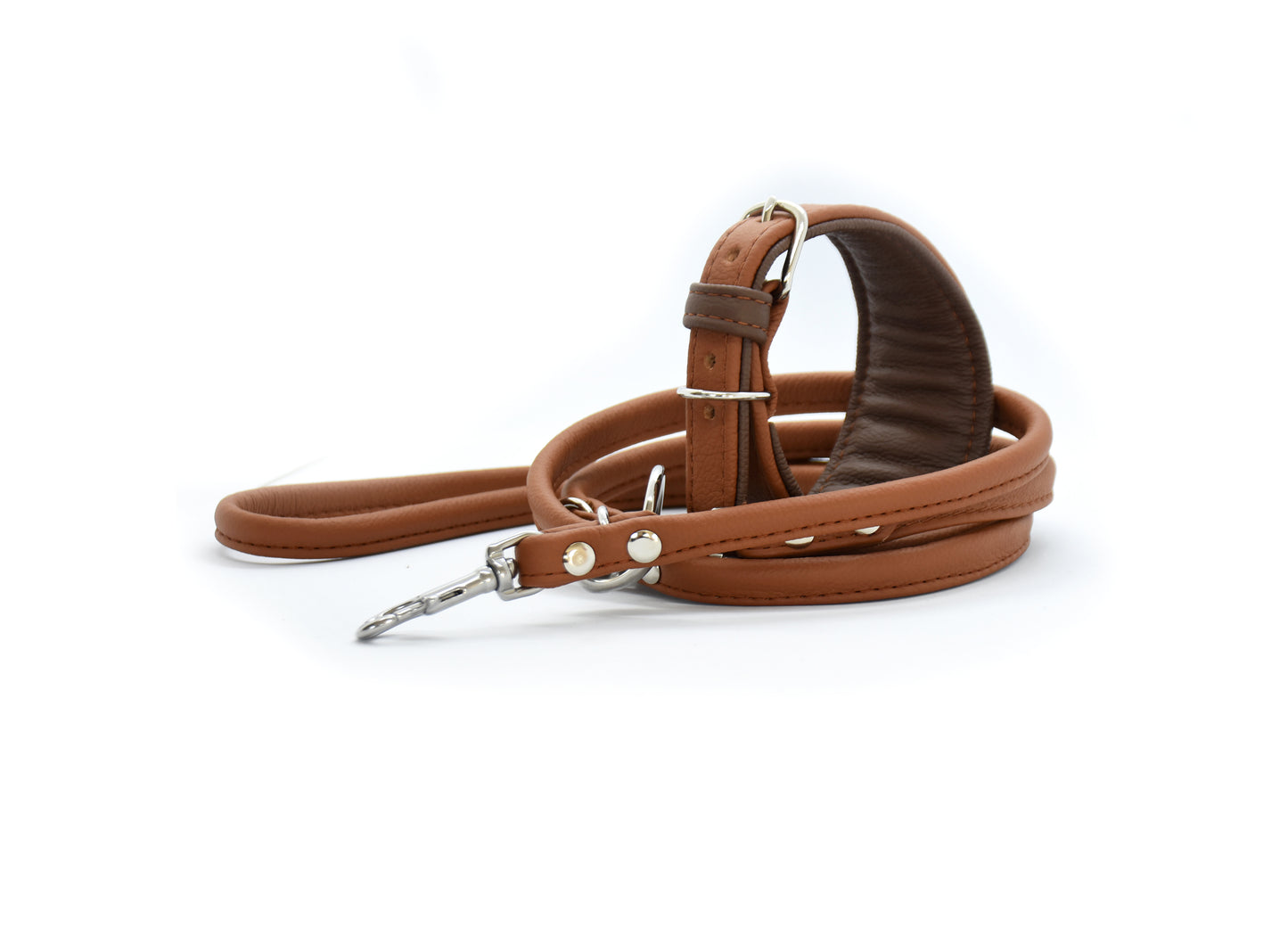 Set aus breitem Lederhalsband und Leine – handgemacht in Österreich