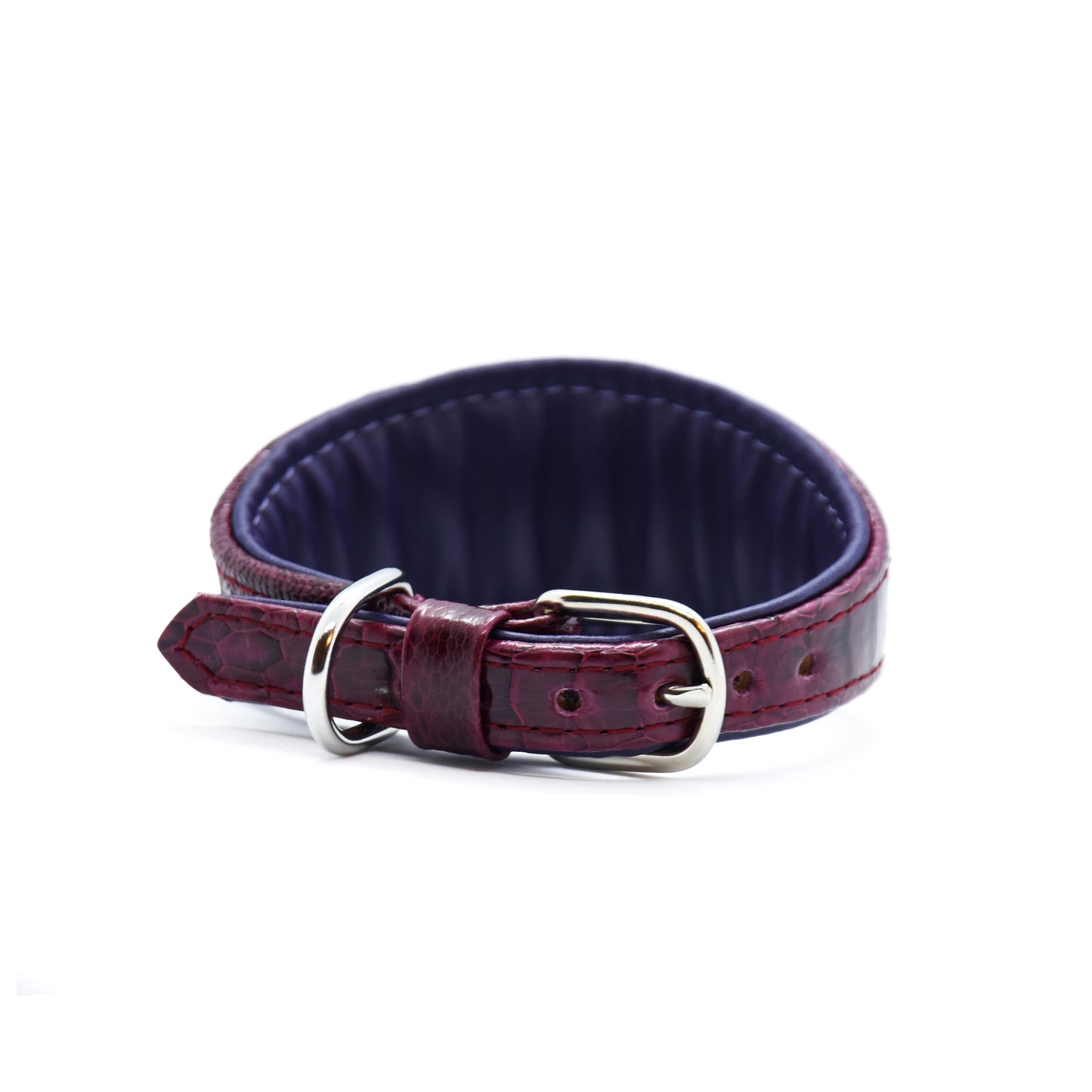 Exklusives Hundehalsband aus Straußenbeinleder mit natürlicher Struktur und hochwertiger Verarbeitung