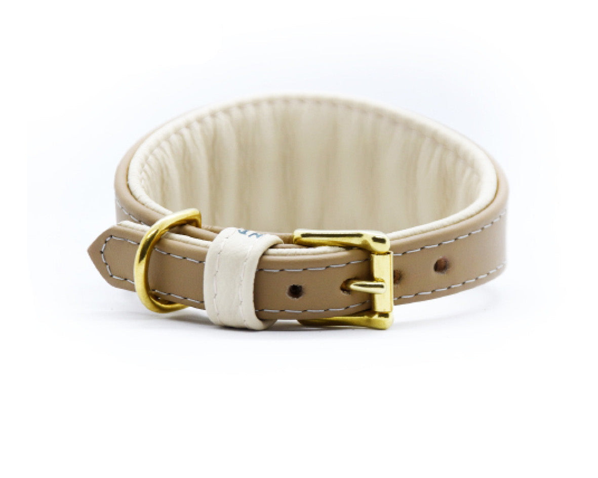 KAMELLEDER Hundehalsband- Gepolstertes Windhundhalsband aus robustem Kamelleder