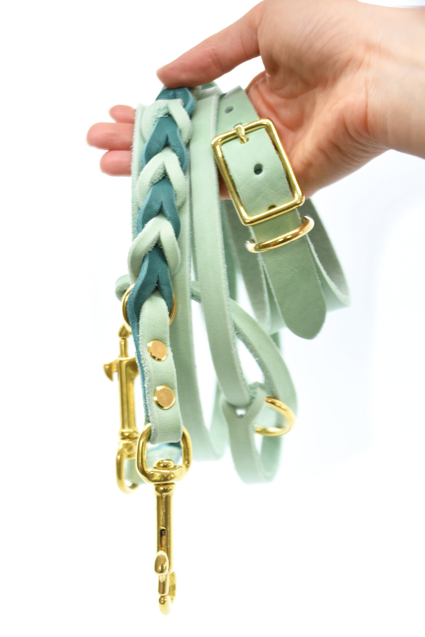 Set FETTLEDER • Breites Windhundhalsband und geflochtene Leine