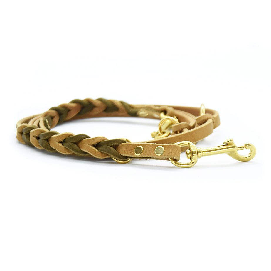 Leine Fettleder zweifärbig geflochten