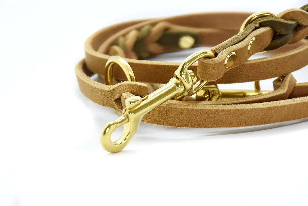 Leine Fettleder zweifärbig geflochten