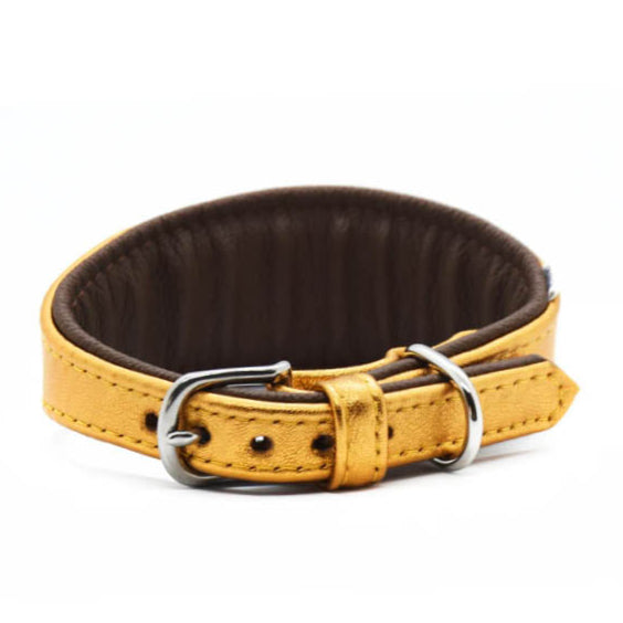 GOLD・Exklusives Metallic Ziegenleder Halsband