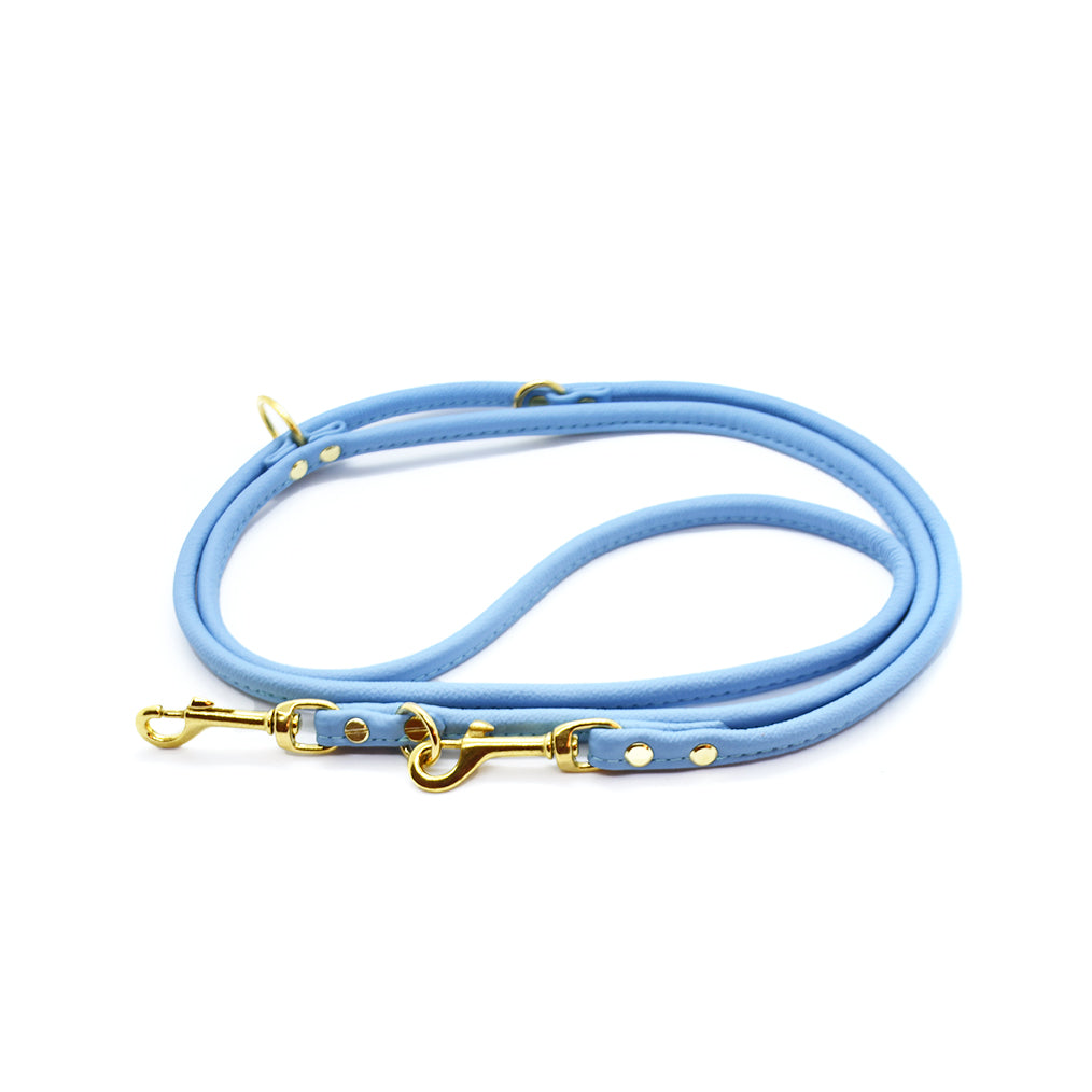 SARI Lightblue Set – Edles Windhund-Halsband mit passender Lederleine & Leckerlibeutel