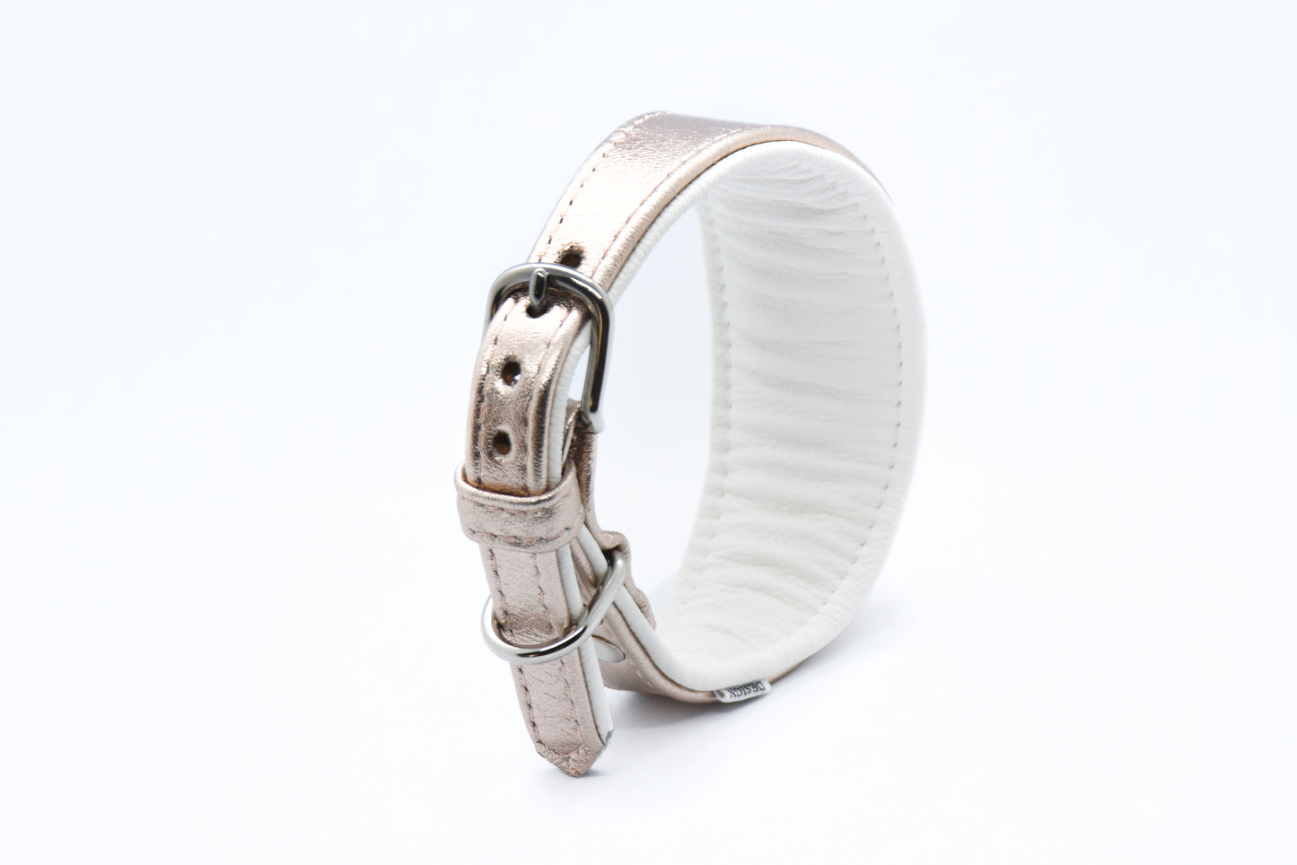 ROSÈ・Exklusives Metallic Ziegenleder Hundehalsband