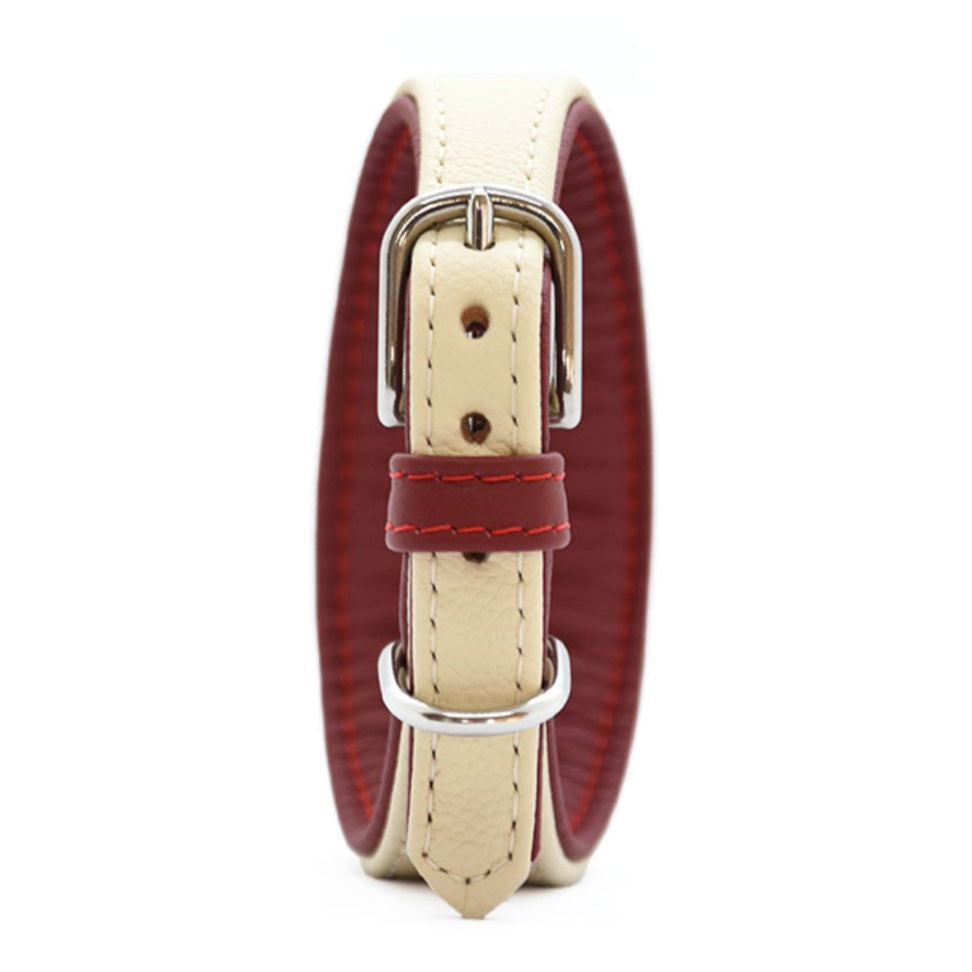 Lederhalsband Windhund aus creme-weinroten Leder