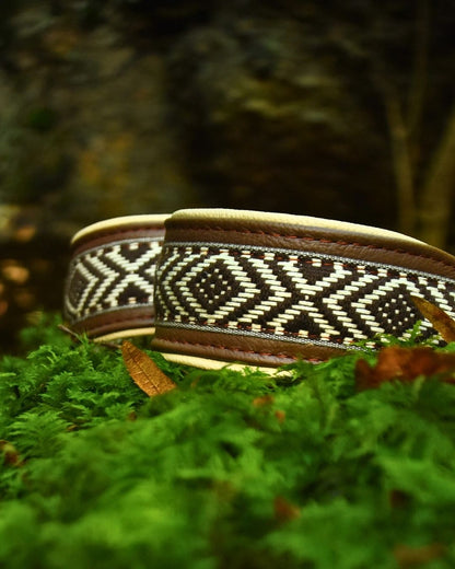 Halsband AZTEC • Leichtes Nappaleder Halsband mit edler Borte für Windhunde