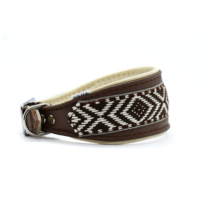Halsband AZTEC • Leichtes Nappaleder Halsband mit edler Borte für Windhunde