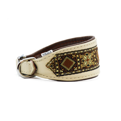 Halsband HAZEL mit Borte • Windhund • gepolstertes Lederhalsband