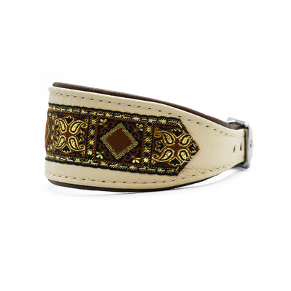 Halsband HAZEL mit Borte • Windhund • gepolstertes Lederhalsband