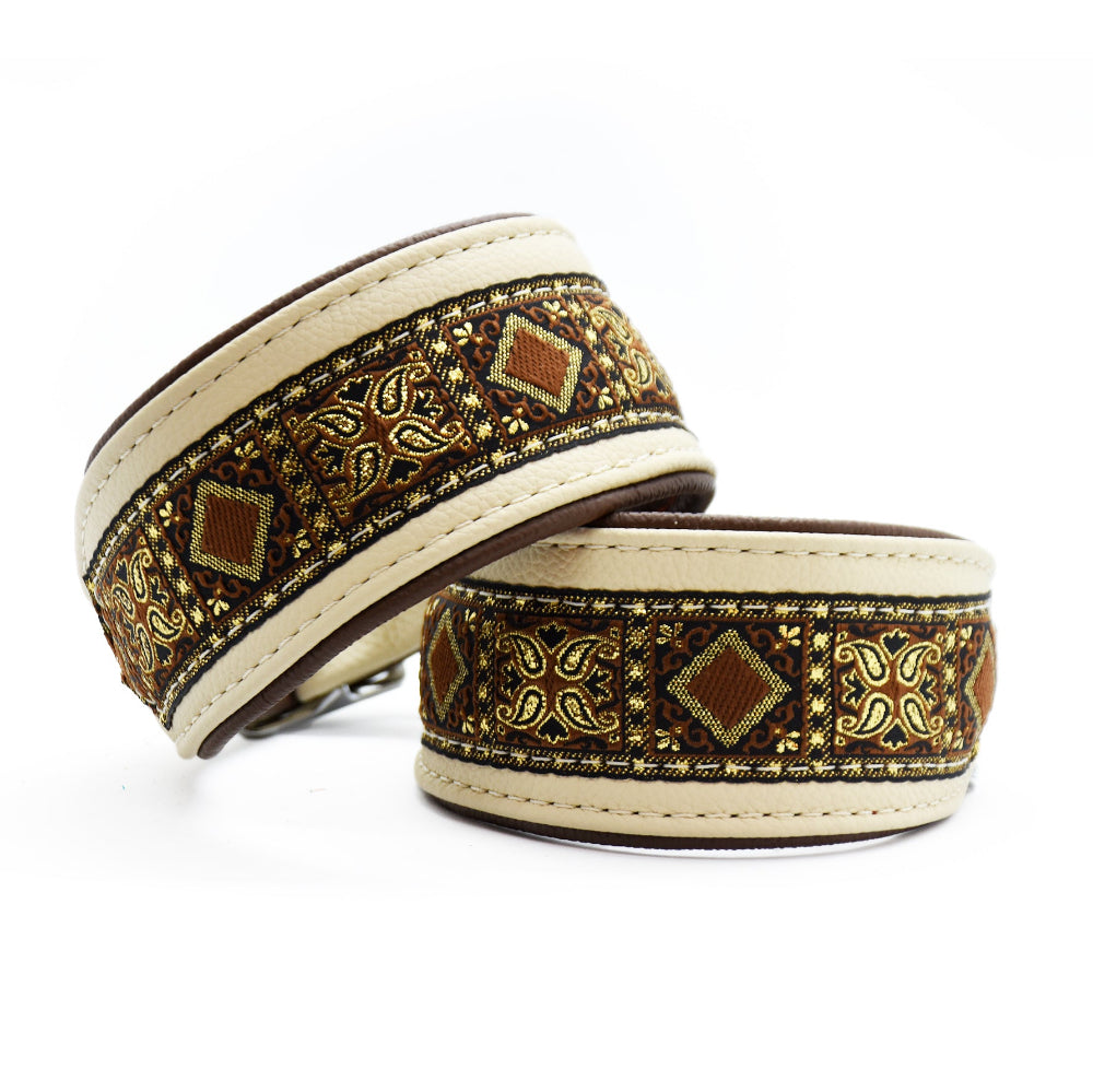 Edles Lederhalsband Hazel aus braunem und cremefarbenen Nappaleder