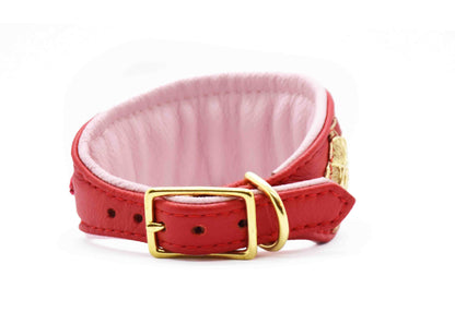 SARI Red Set – Edles Windhund-Halsband mit passender Lederleine & Leckerlibeutel