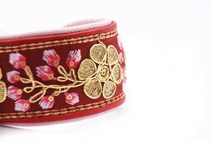 SARI Red Set – Edles Windhund-Halsband mit passender Lederleine & Leckerlibeutel