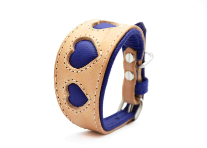 I WOOF YOU ♥ Gepolstertes Windhundhalsband aus Geschirrleder