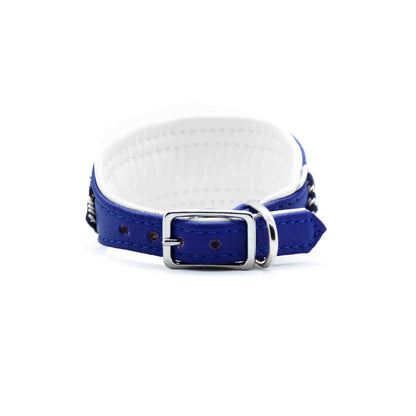 Halsband INDIGO mit Borte • Windhund • leicht • Schmuckhalsband blue