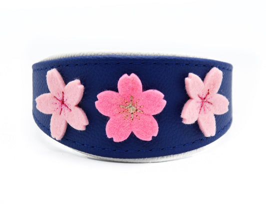 #2 SAKURA Windhundhalsband royalblau weiß 26-30cm