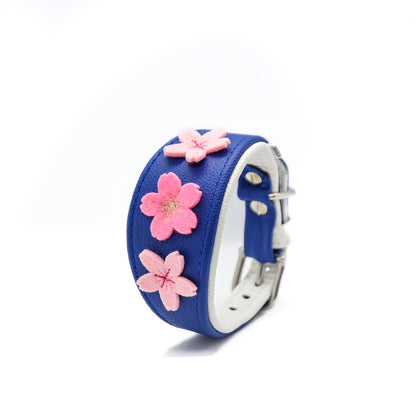 #2 SAKURA Windhundhalsband royalblau weiß 26-30cm