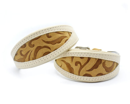 DESERT SAND Windhundhalsband ・Exklusives Bio-Nappaleder Halsband mit Wildleder-Inlay