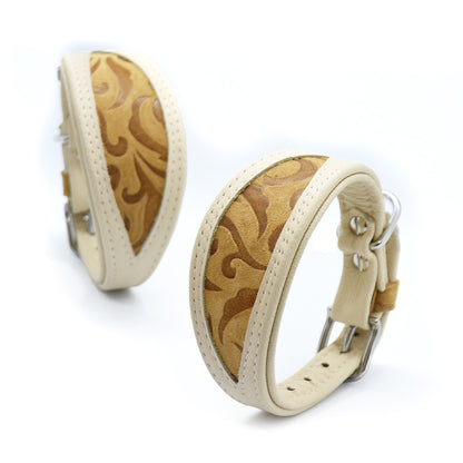 DESERT SAND Windhundhalsband ・Exklusives Bio-Nappaleder Halsband mit Wildleder-Inlay