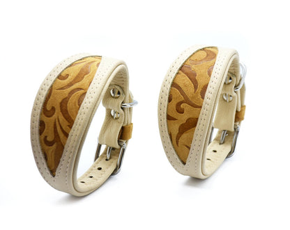 DESERT SAND Windhundhalsband ・Exklusives Bio-Nappaleder Halsband mit Wildleder-Inlay