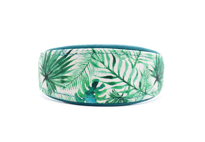 JUNGLE Windhundhalsband ・Tropisches Dschungeldesign aus Kunstleder und Echtleder