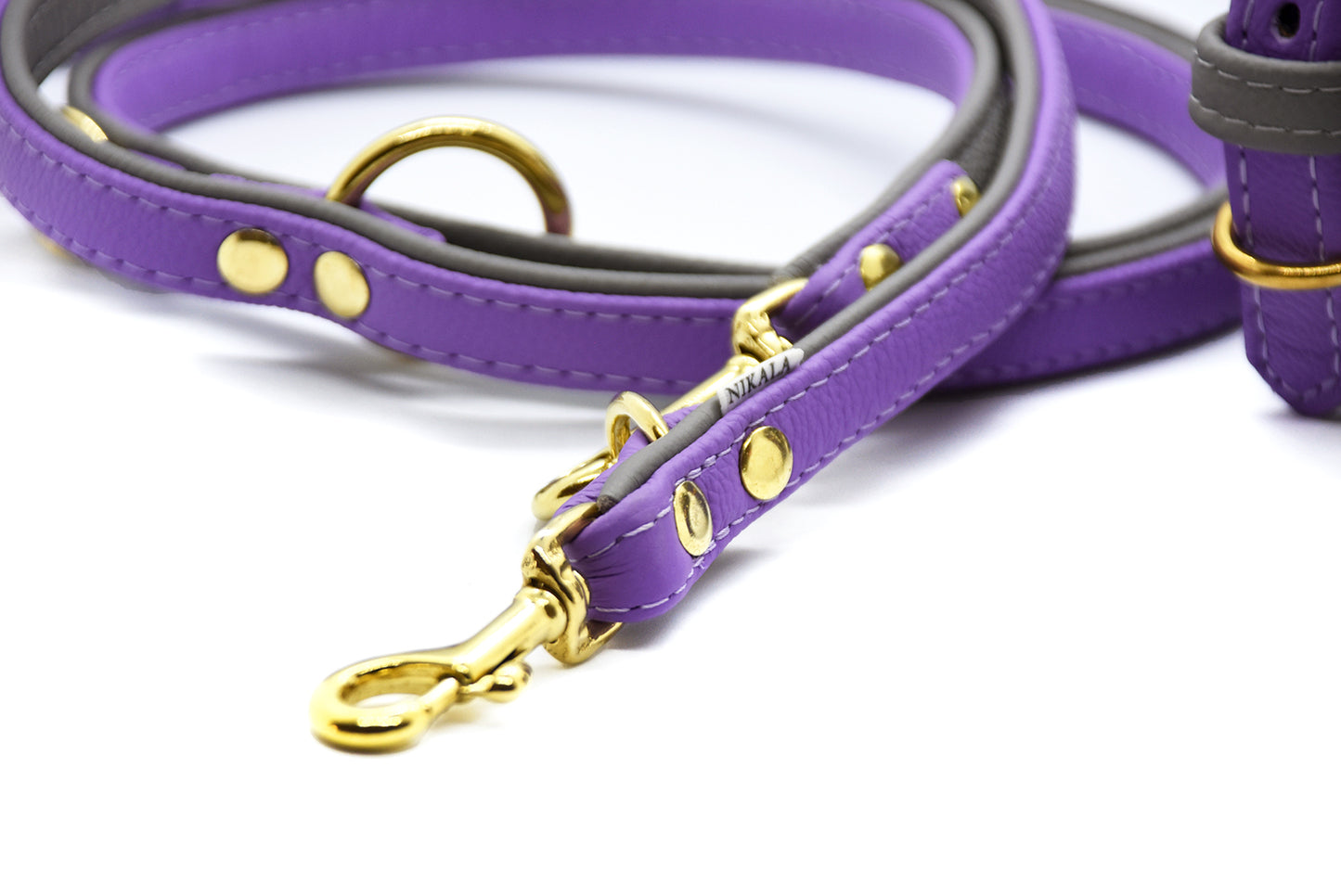 Premium BICOLOR Windhund Set aus Leder • Halsband & Leine handgemacht