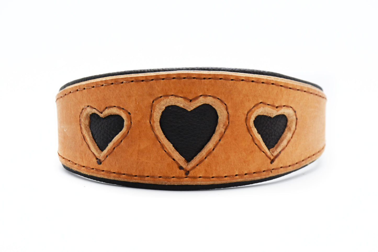 I WOOF YOU ♥ Gepolstertes Windhundhalsband aus Geschirrleder