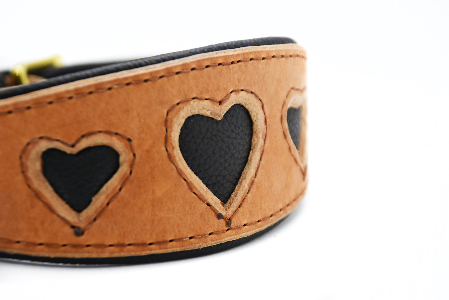 I WOOF YOU ♥ Gepolstertes Windhundhalsband aus Geschirrleder