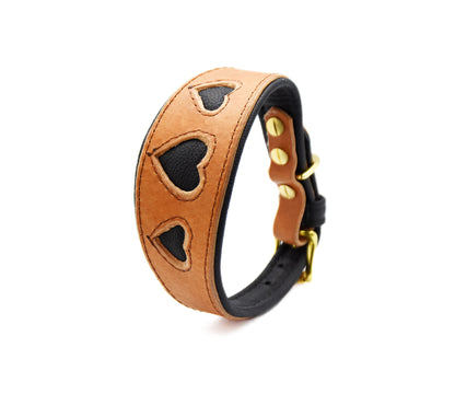 I WOOF YOU ♥ Gepolstertes Windhundhalsband aus Geschirrleder