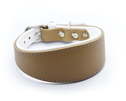 KAMELLEDER Hundehalsband- Gepolstertes Windhundhalsband aus robustem Kamelleder