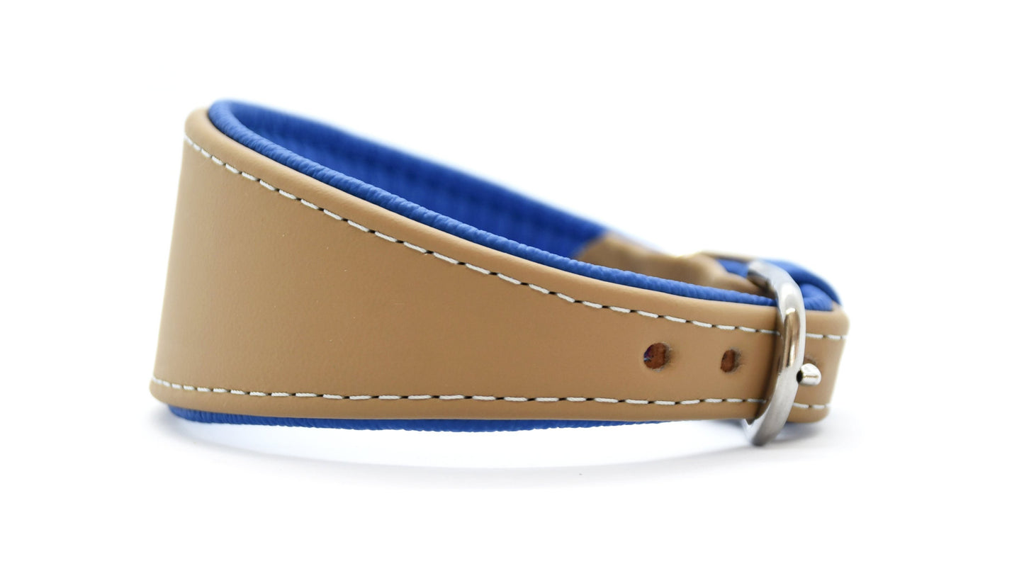 KAMELLEDER Hundehalsband- Gepolstertes Windhundhalsband aus robustem Kamelleder