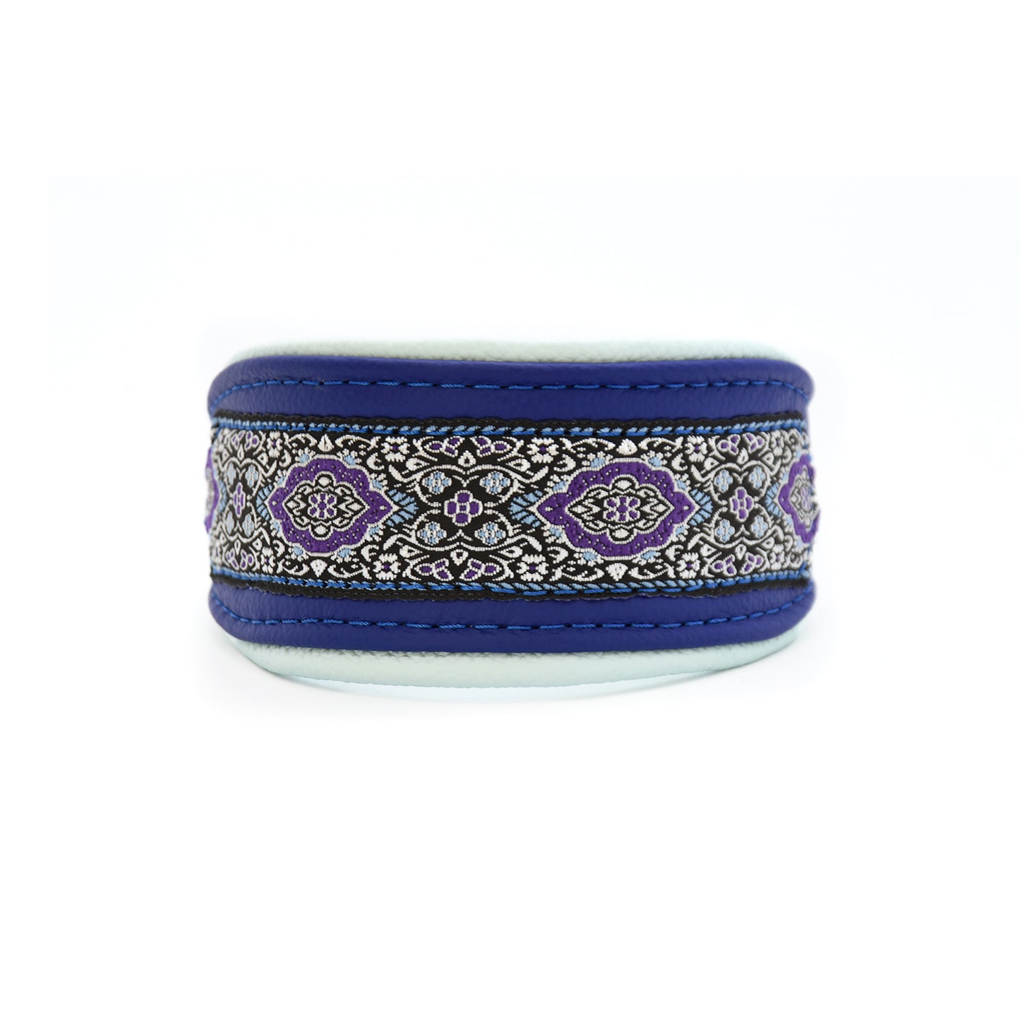 Halsband SAPHIR mit Borte • Gepolstertes Windhundhalsband aus Leder für deinen Hund