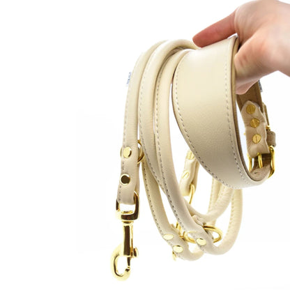 Set BASIC Windhund | Breites Lederhalsband und Rundlederleine