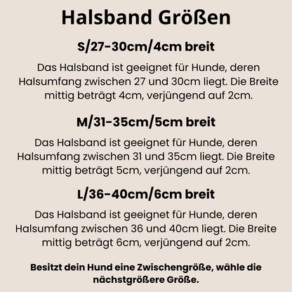 Tabelle zur Wahl der richtigen Halsbandgröße für deinen Hund
