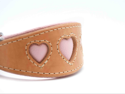 I WOOF YOU ♥ Gepolstertes Windhundhalsband aus Geschirrleder