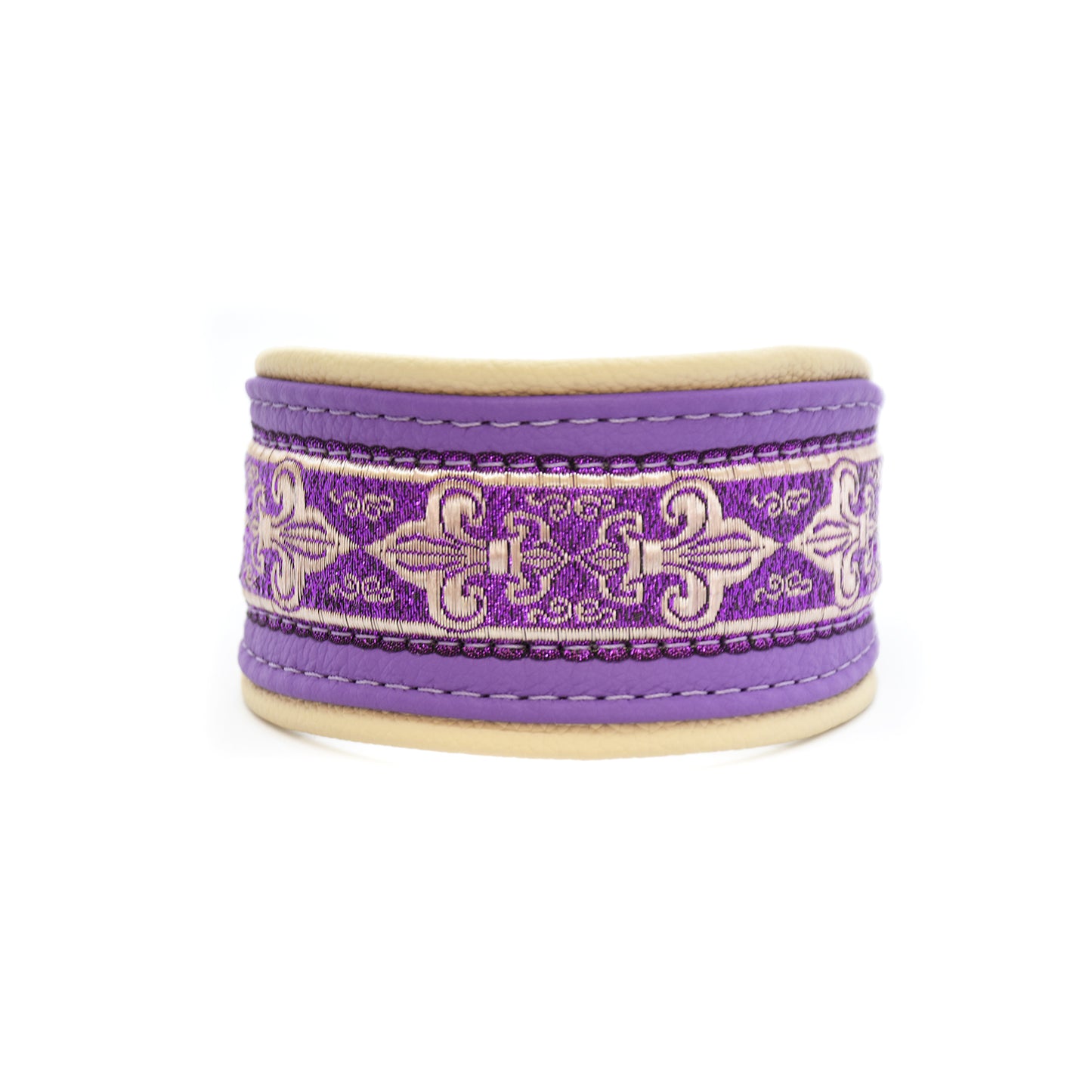 Gepolstertes Windhundhalsband aus Leder in violett