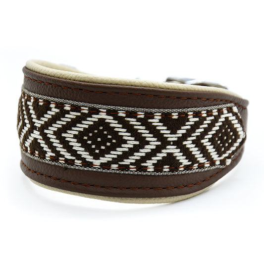 Halsband AZTEC • Leichtes Nappaleder Halsband mit edler Borte für Windhunde