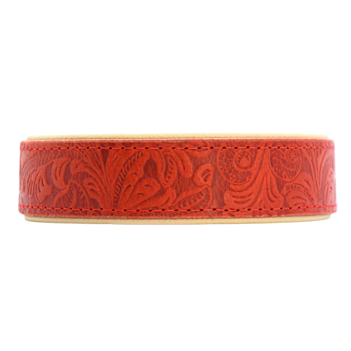 florales Windhundhalsband aus Leder in breiter Form