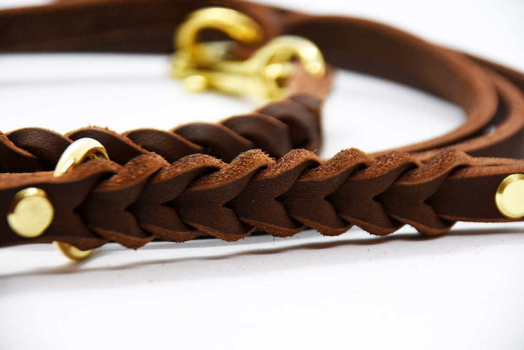 TWIN BRAID CLASSIC Fettlederleine | zweifarbige Hundeleine aus Fettleder
