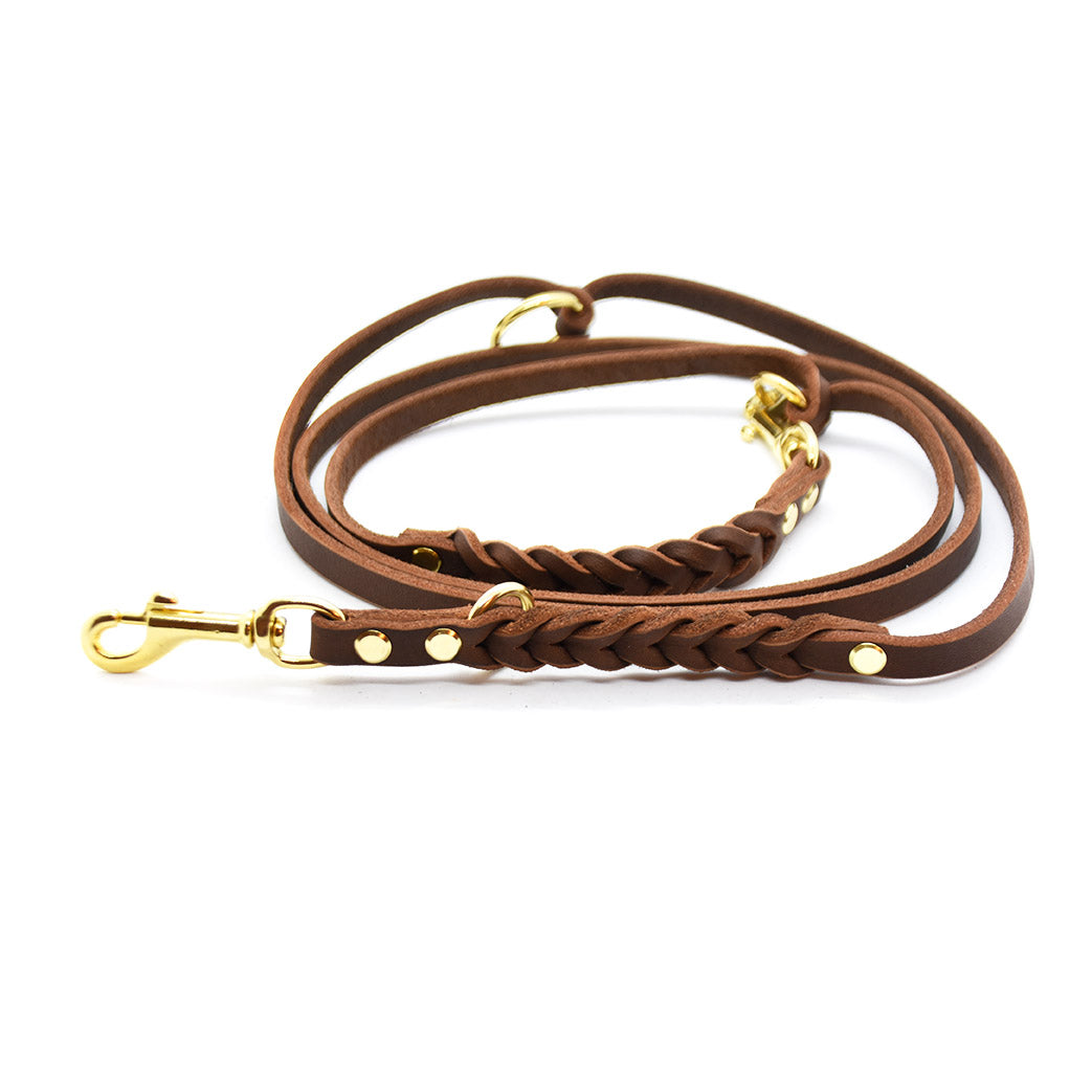 TWIN BRAID CLASSIC Fettlederleine | zweifarbige Hundeleine aus Fettleder
