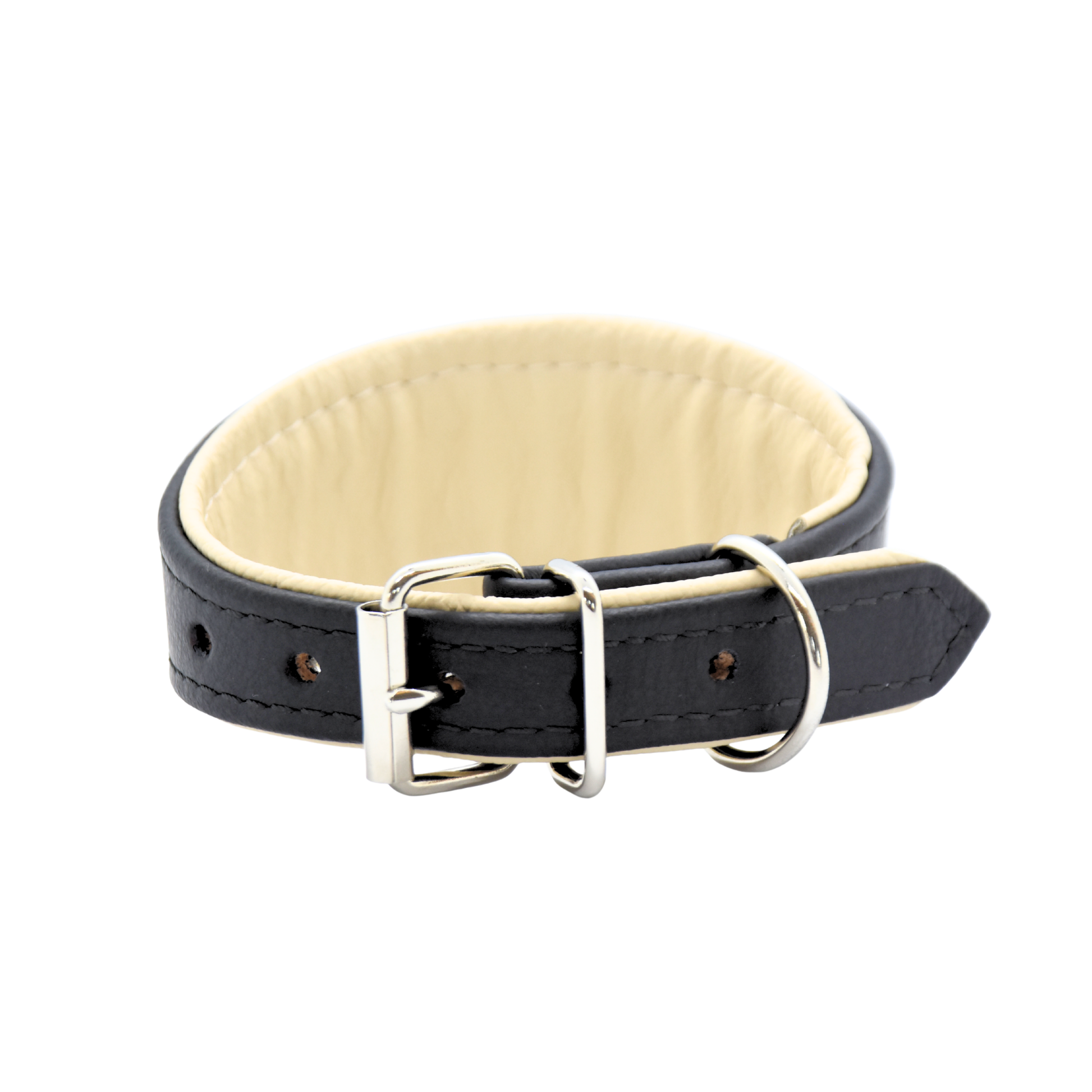 Gepolstertes Lederhalsband für Windhunde aus weichem Bio-Nappaleder mit breitem Schnitt