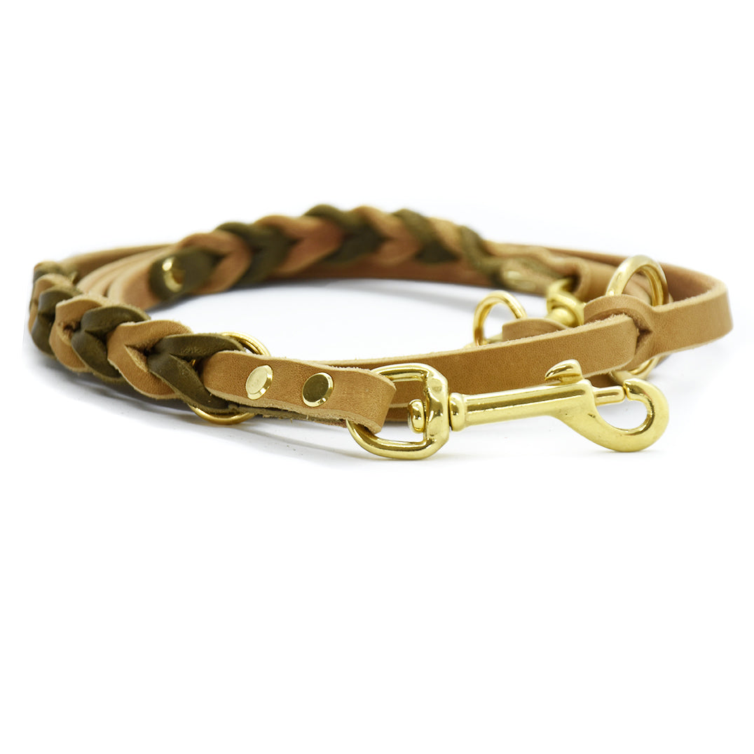 Leine Fettleder zweifärbig geflochten