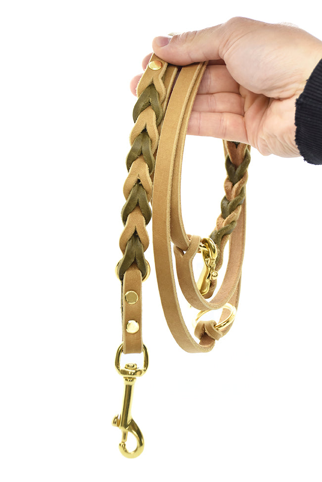 Leine Fettleder zweifärbig geflochten